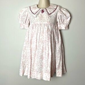 Homemade Girls White with Pale Pink Floral Dress